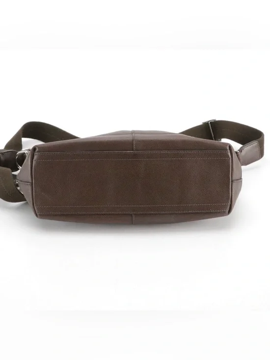 Coach Brown Pebble Grain Leather Web Strap Crossbody Bag - Picture 5 of 9